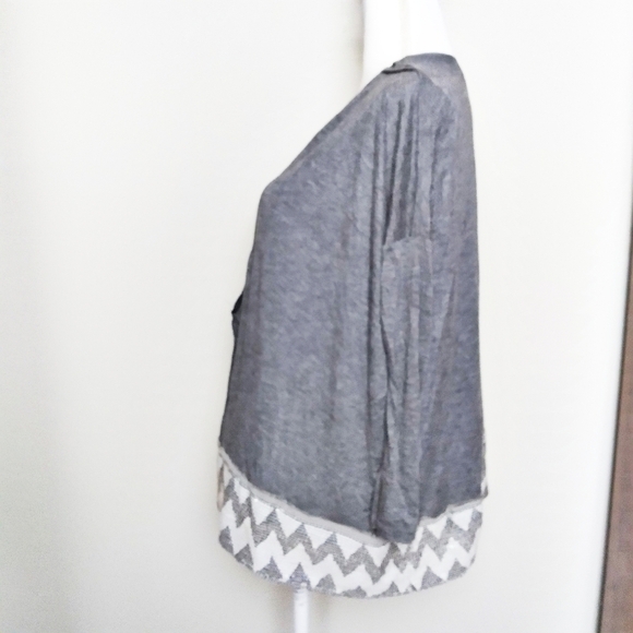 Dolan Anthropologie Gray Deep V Neck Sequin Blouse - Picture 3 of 7